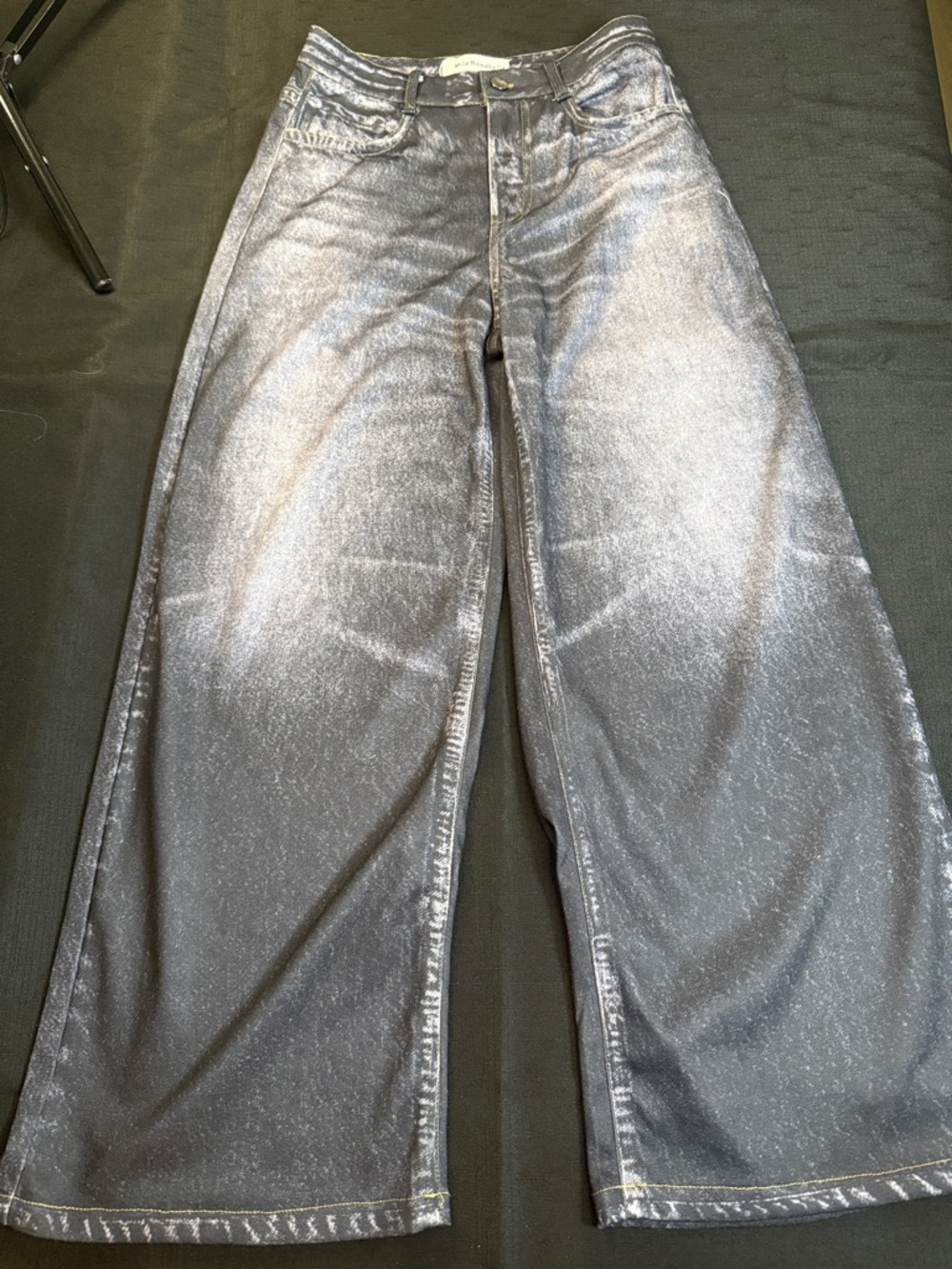 Washed Black Wide Leg Track Pants